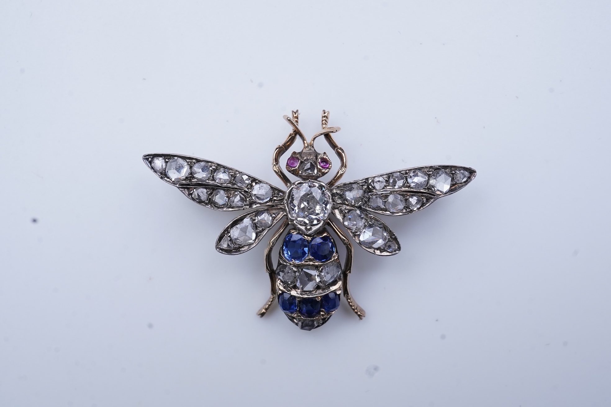 A Victorian sapphire and diamond brooch, late 19th century